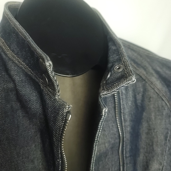 KENNETH COLE Jeans Jacket Asymmetrical Zip Snap Cuffs & Collar Sz 4 - Picture 4 of 8